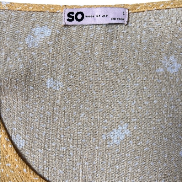 SO Yellow Peplum Floral Tie Waist Blouse | L - Picture 3 of 4